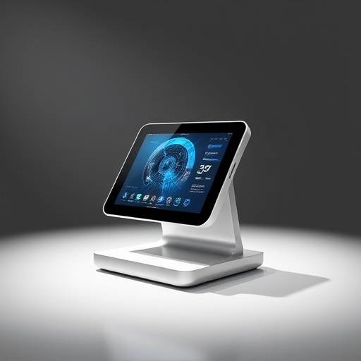Promotional video still featuring a new tech gadget with sleek design and interactive interface.