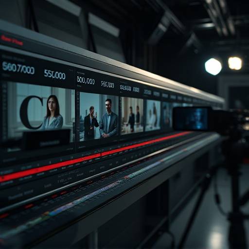 Video editor meticulously working on a post-production timeline with multiple layers of video and audio.